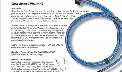 Cardas Clear Beyond Phono Cable - Positive Feedback